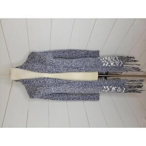 Aerie XS navy blue & white aztek print sweater cardigan